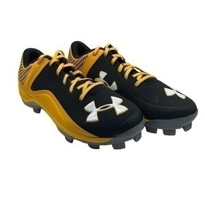 Under Armour Black Yellow Mens Rotational Traction Cleats Size 11.5